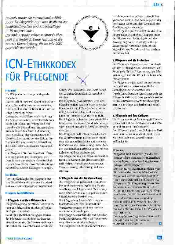 Vorschauseite 1: ICN-Ethikkodex für Pflegende