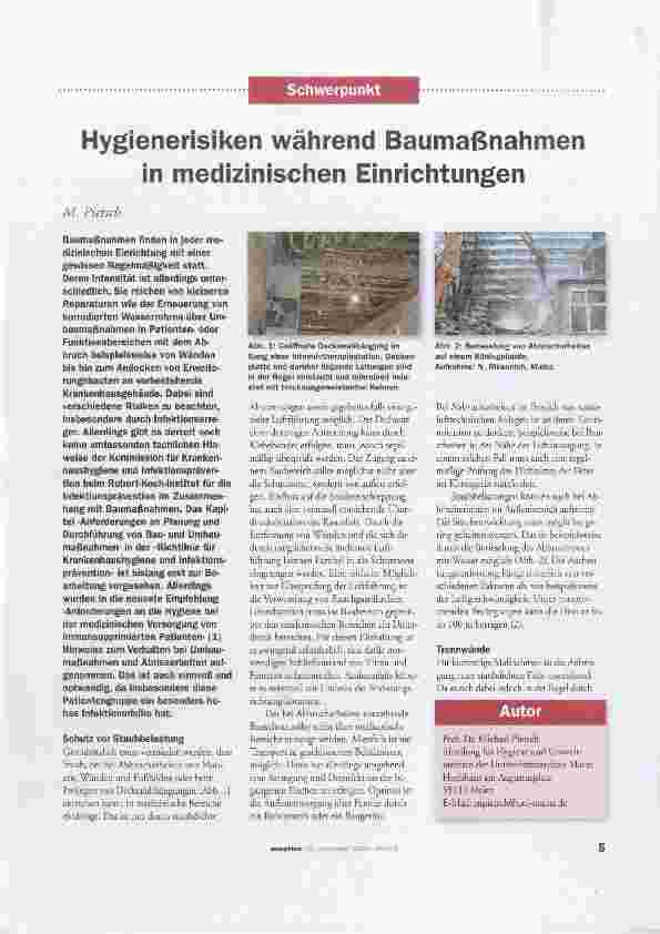 Vorschauseite 1: Hygienerisiken während Baumaßnahmen in medizinischen Einrichtungen