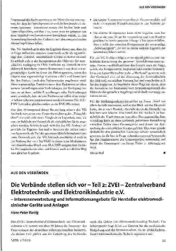 Vorschauseite 1: Die Verbände stellen sich vor - Teil 2: ZVEI - Zentralverband Elektrotechnikund Elektronikindustrie e. V.