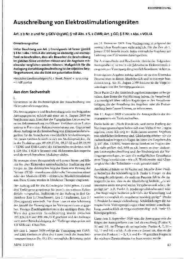 Vorschauseite 1: Ausschreibung von Elektrostimulationsgeräten