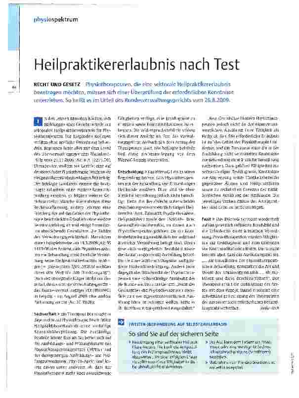 Vorschauseite 1: Heilpraktikererlaubnis nach Test