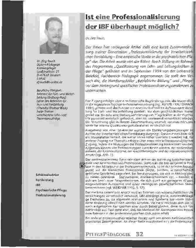 Vorschauseite 1: Ist eine Professionalisierung der IBF überhaupt möglich?