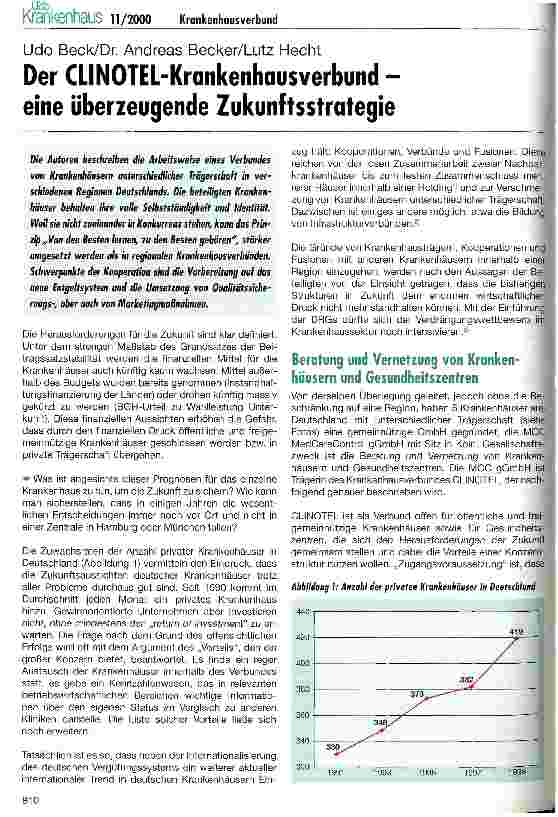 Vorschauseite 1: Der CLINOTEL-Krankenhausverbund - eine überzeugende Zukunftsstrategie