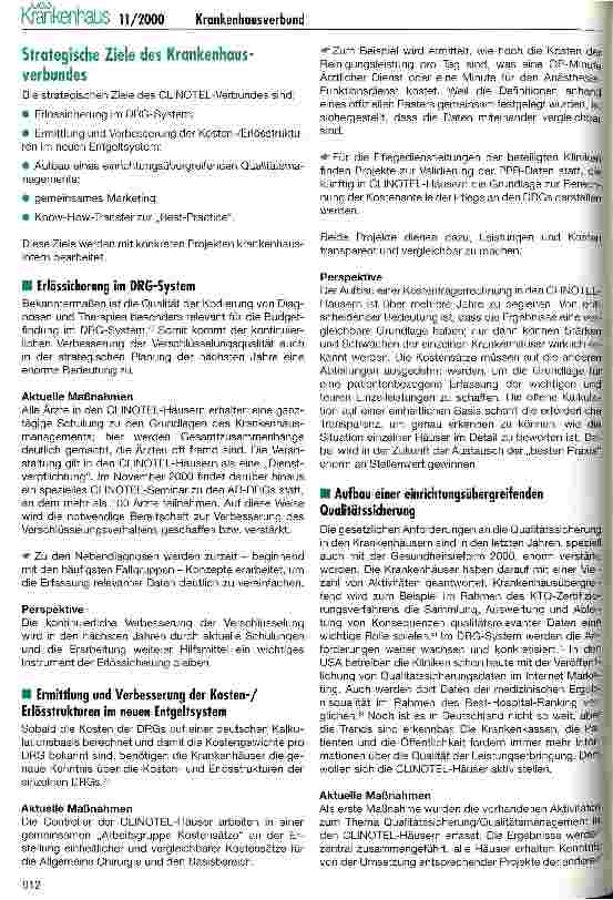 Vorschauseite 3: Der CLINOTEL-Krankenhausverbund - eine überzeugende Zukunftsstrategie