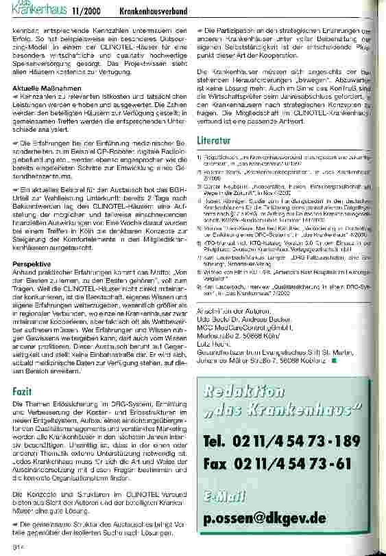 Vorschauseite 5: Der CLINOTEL-Krankenhausverbund - eine überzeugende Zukunftsstrategie