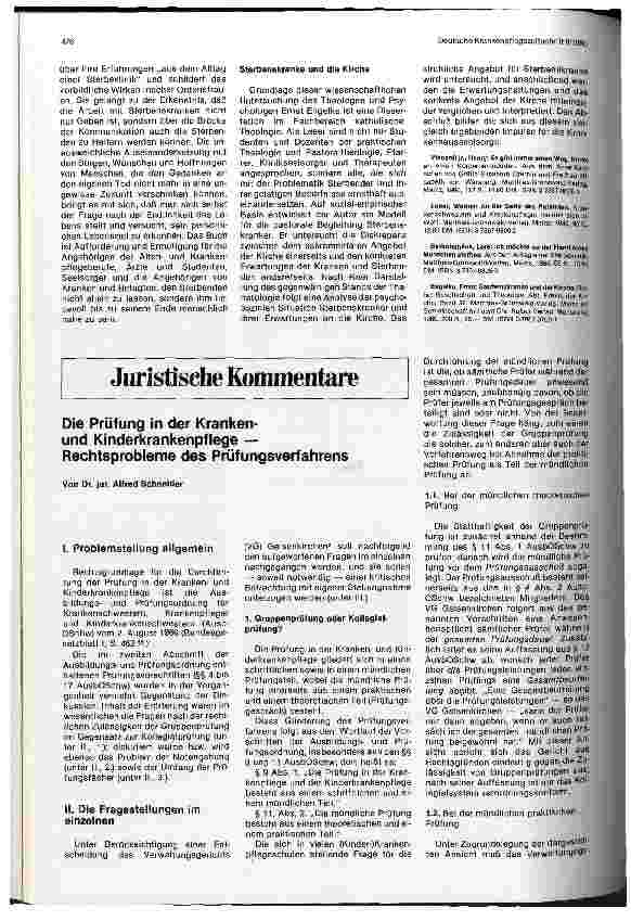 Vorschauseite 1: Die Prüfung in der Kranken-und Kinderkrankenpflege — Rechtsprobleme des Prüfungsverfahrens