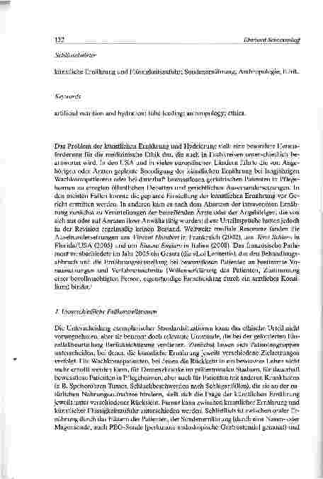 Vorschauseite 2: Bestandteil der Basispflege oder eigenständige Maßnahme? Moraltheologische Überlegungenzur künstlichen Ernährung und Hydrierung