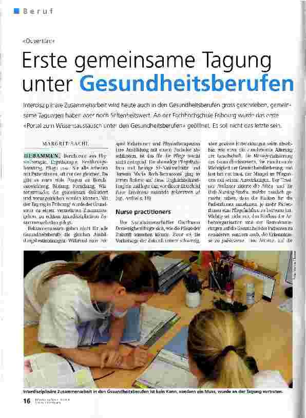 Vorschauseite 1: Erste gemeinsame Tagung unter Gesundheitsberufen