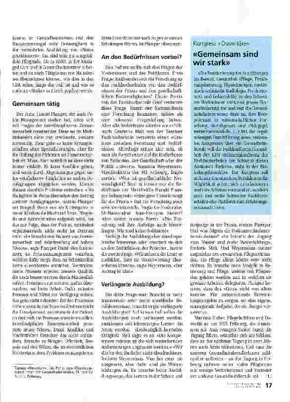 Vorschauseite 2: Erste gemeinsame Tagung unter Gesundheitsberufen