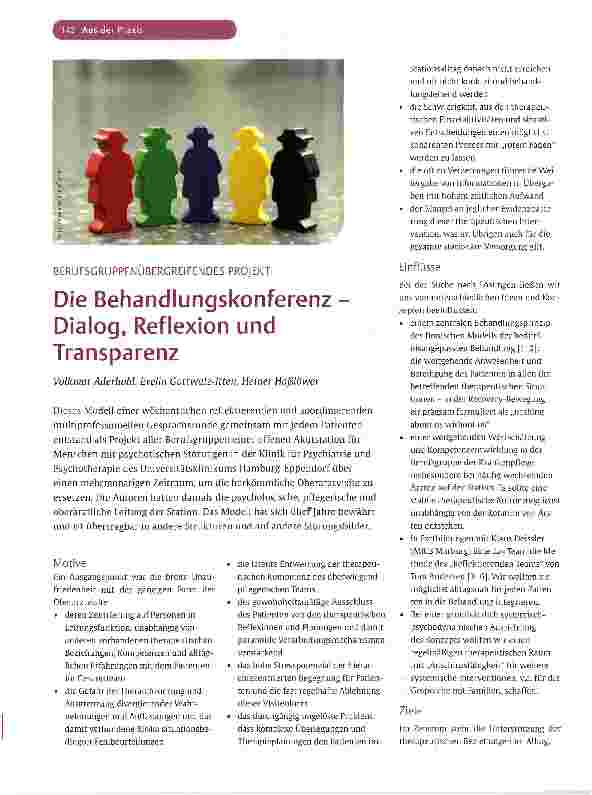 Vorschauseite 1: Die Behandlungskonferenz -Dialog, Reflexion und Transparenz