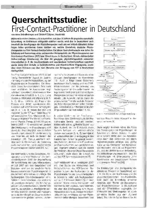 Vorschauseite 1: Querschnittsstudie: First-Contact-Practitioner in Deutschland
