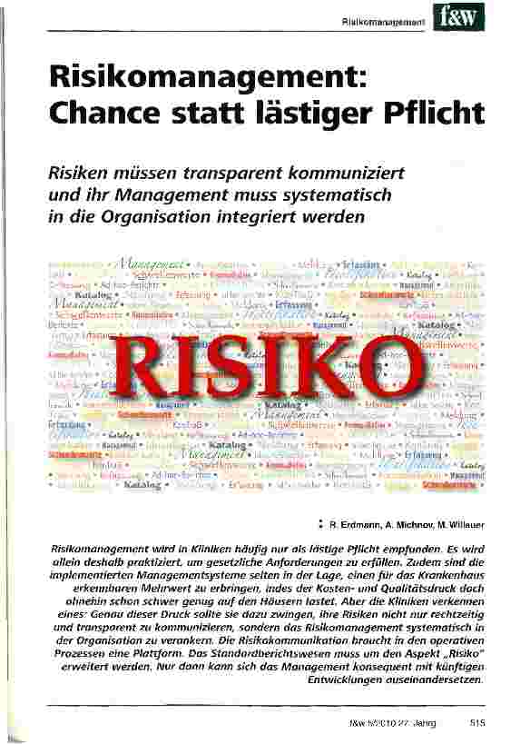 Vorschauseite 1: Risikomanagement: Chance statt lästiger Pflicht
