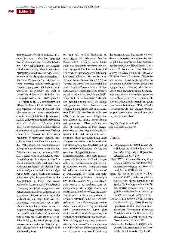 Vorschauseite 2: Advanced Nursing Practice in Deutschland: Fokussierung auf die juristischen Grenzen statt auf die Gestaltung des Möglichen