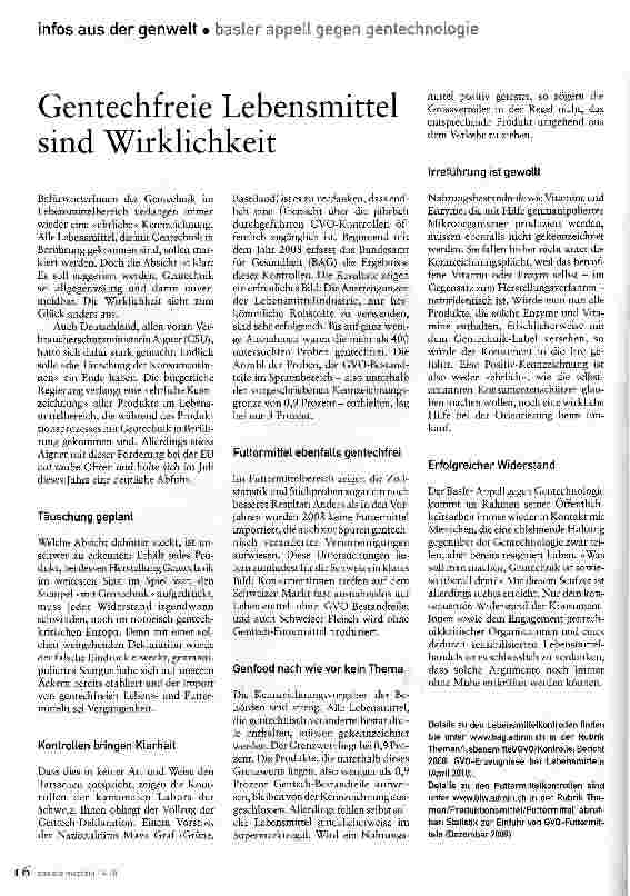 Vorschauseite 1: Gentechfreie Lebensmittel sind Wirklichkeit