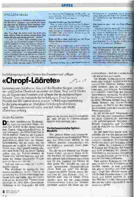 Vorschauseite 1: Fortbildungstagung der Gemeindeschwestern und -pfleger Chroph-Läärete