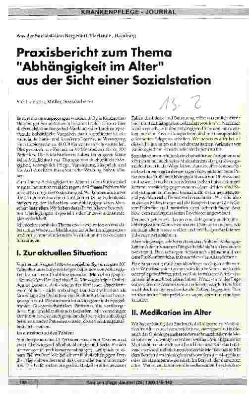 Vorschauseite 1: Praxisbericht zum Thema Abhängigkeit im Alter aus der Sicht einer Sozialstation