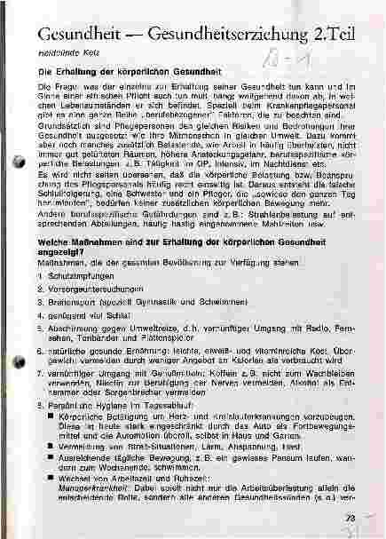 Vorschauseite 1: Gesundheit - Gesundheitserziehung 2.Teil