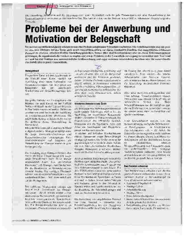 Vorschauseite 1: Probleme bei der Anwerbung und Motivation der Belegschaft