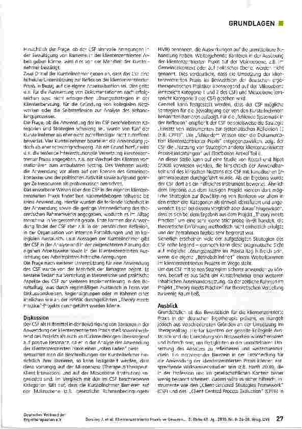 Vorschauseite 4: Klientenzentrierte Praxis verbessern -mit Hilfe des „Client-centered Strategies Framework (CSF) - Teil 2