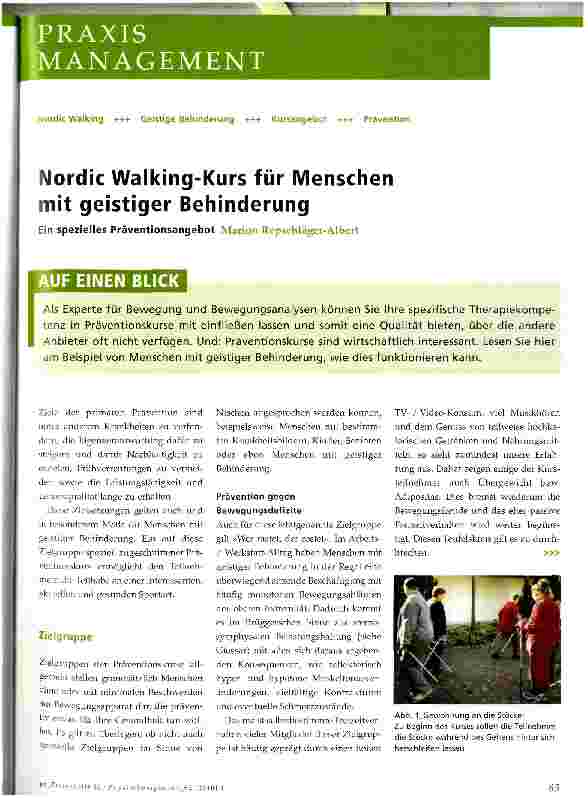 Vorschauseite 1: Nordic Walking-Kurs für Menschen mit geistiger Behinderung