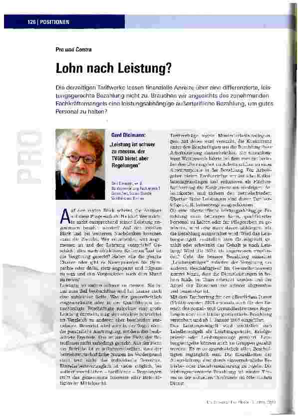 Vorschauseite 1: Lohn nach Leistung?
