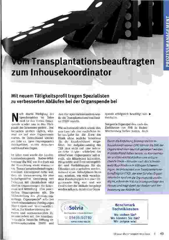 Vorschauseite 1: Vom Transplantationsbeauftragten zum Inhousekoordinator