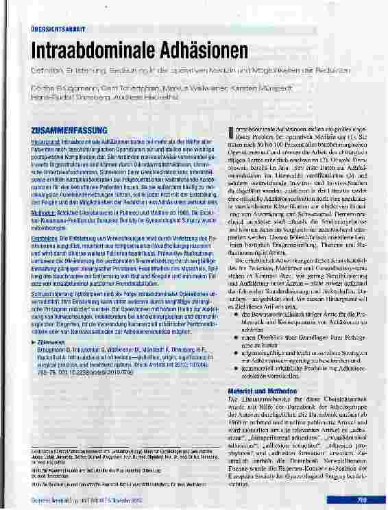 Vorschauseite 1: Intraabdominale Adhäsionen