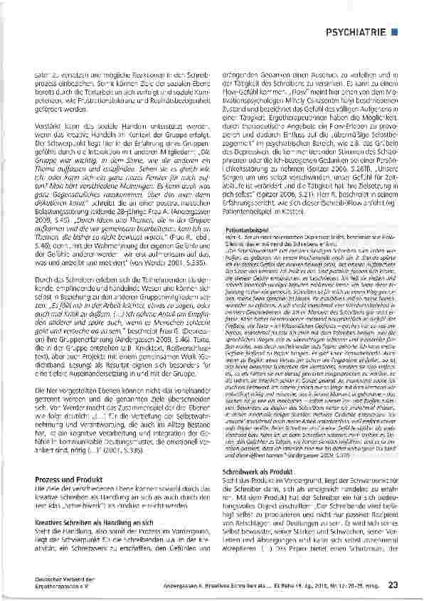 Vorschauseite 4: Kreatives Schreiben als ergotherapeutisches Medium im Arbeitsfeld Psychiatrie