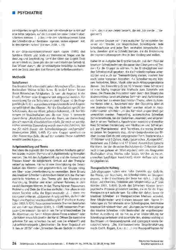 Vorschauseite 5: Kreatives Schreiben als ergotherapeutisches Medium im Arbeitsfeld Psychiatrie