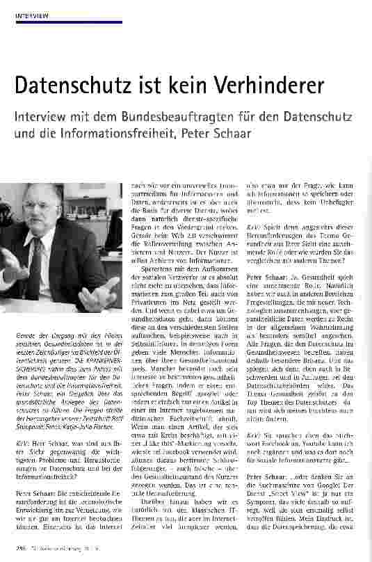 Vorschauseite 1: Datenschutz ist kein Verhinderer