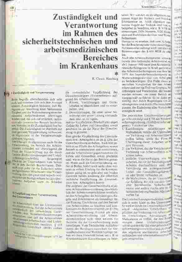 Vorschauseite 1: Zuständigkeit und Verantwortung im Rahmen des sicherheitstechnischen und arbeitsmedizinischen Bereiches im Krankenhaus