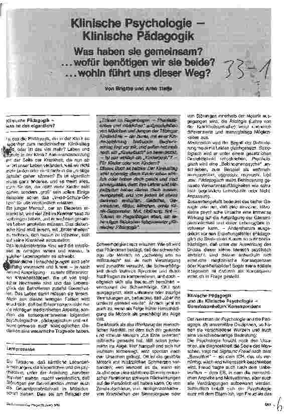 Vorschauseite 1: Klinische Psychologie - Klinische Pädagogik Was haben sie gemeinsam? Wofür benötigen wir sie beide? .. .