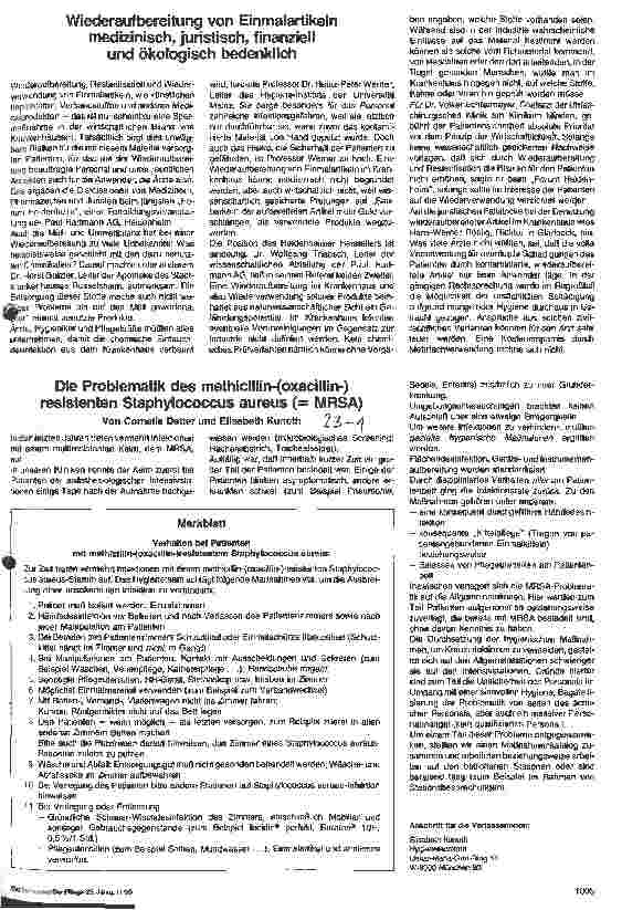 Vorschauseite 1: Die Problematik des methicillin-resistenten Staphylococcus aureus (MRSA)