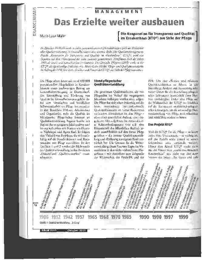 Vorschauseite 1: Das Erzielte weiter ausbauen Die Kooperation für Transparenz und Qualität im Krankenhaus (KTQ) aus Sicht der Pflege
