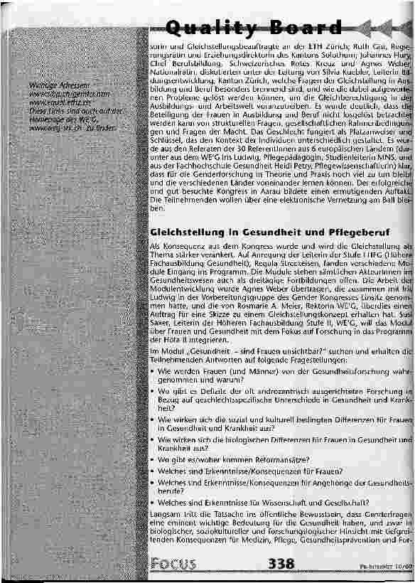 Vorschauseite 2: Gender-Fragen am WEG