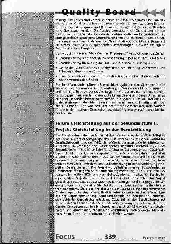 Vorschauseite 3: Gender-Fragen am WEG