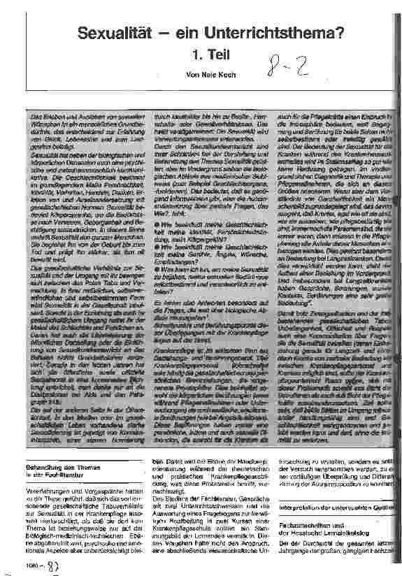 Vorschauseite 1: Sexualität - ein Unterrichtsthema?