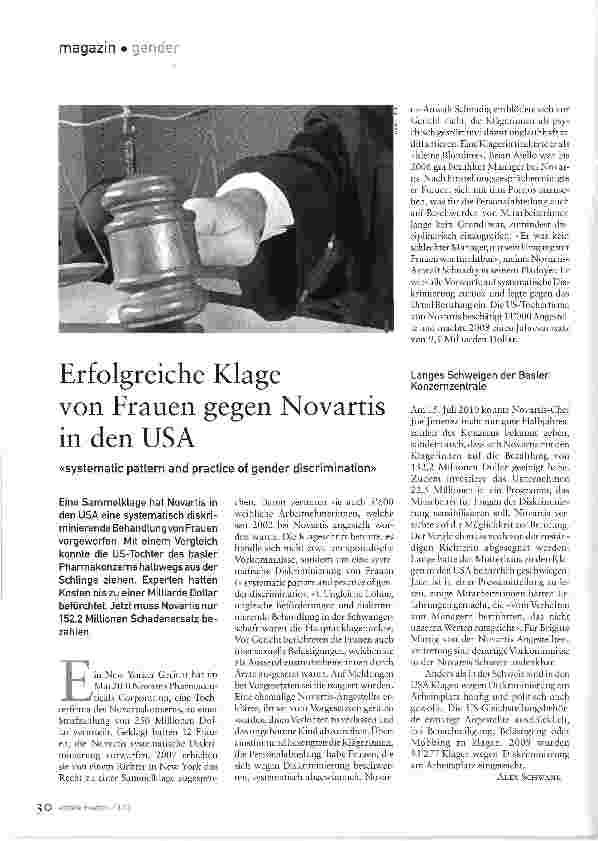 Vorschauseite 1: von 9,5 Milliarden Dollar. Erfolgreiche Klage von Frauen gegen Novartis in den USA