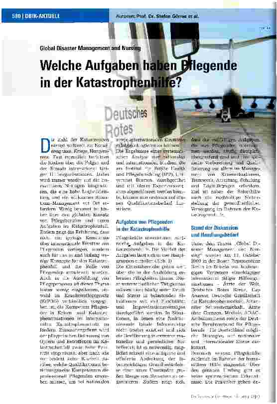 Vorschauseite 1: Welche Aufgaben haben Pflegende in der Katastrophenhilfe?