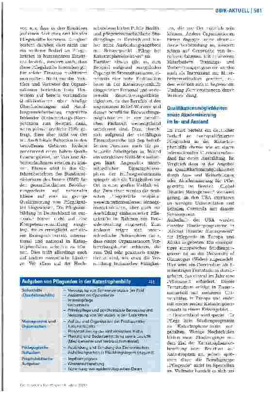 Vorschauseite 2: Welche Aufgaben haben Pflegende in der Katastrophenhilfe?