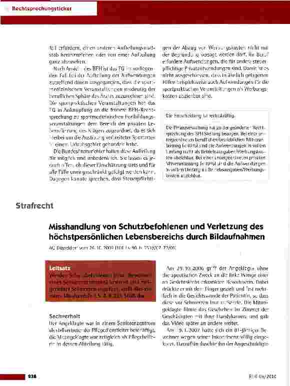 Vorschauseite 2: Aufwendungen für Fortbildungskurse als Werbungskosten BFH vom 21.4.2010 (VI R 66/04)