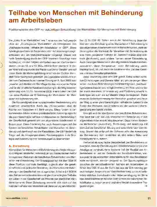 Vorschauseite 1: Teilhabe von Menschen mit Behinderung am Arbeitsleben