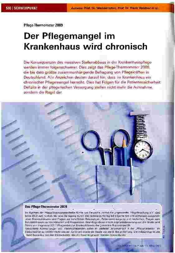 Vorschauseite 1: Der Pflegemangel im Krankenhaus wird chronisch