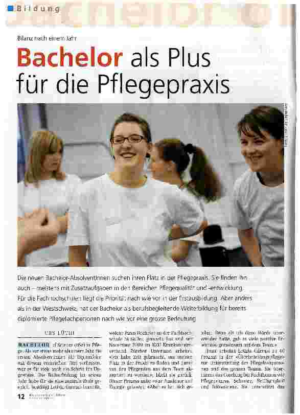 Vorschauseite 1: Bachelor als Plus für die Pflegepraxis