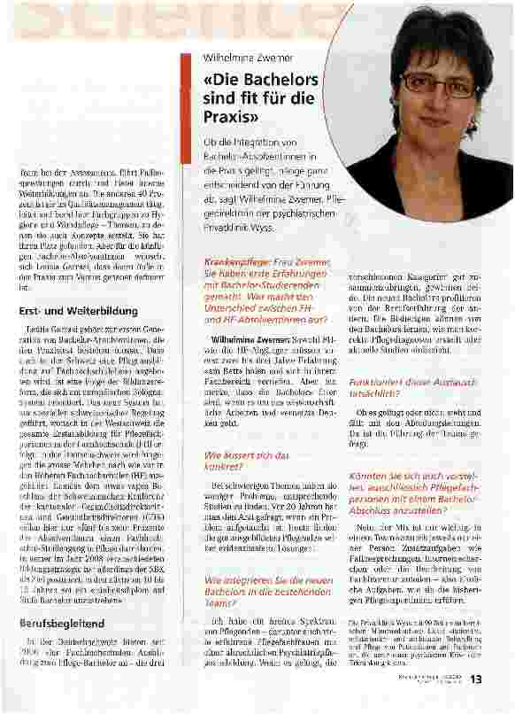 Vorschauseite 2: Bachelor als Plus für die Pflegepraxis