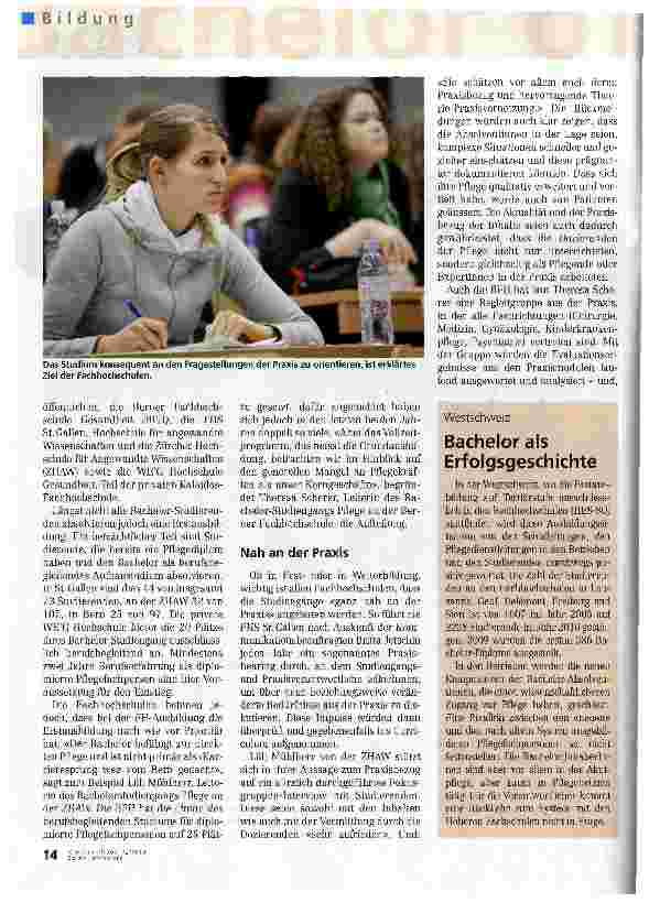 Vorschauseite 3: Bachelor als Plus für die Pflegepraxis