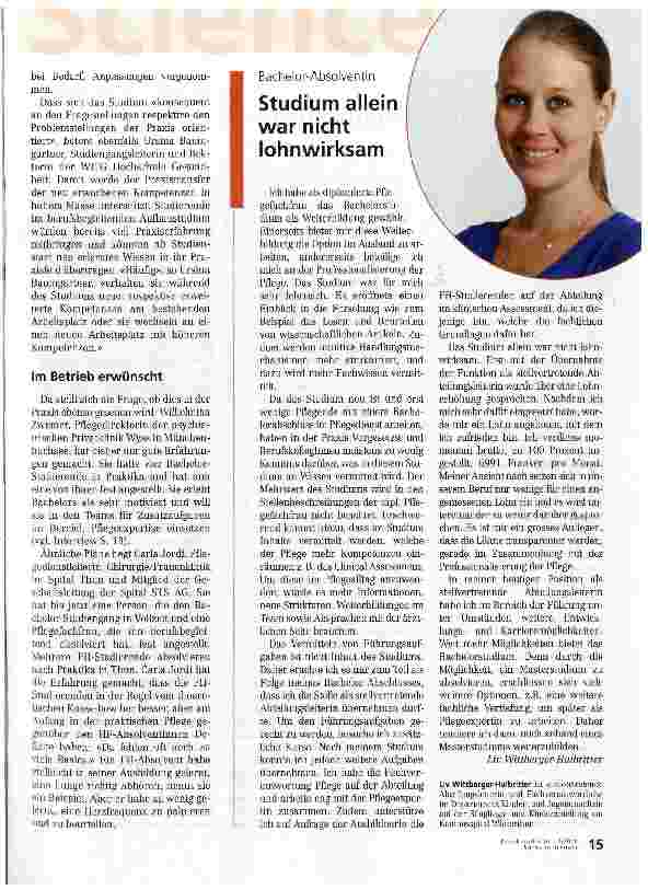 Vorschauseite 4: Bachelor als Plus für die Pflegepraxis