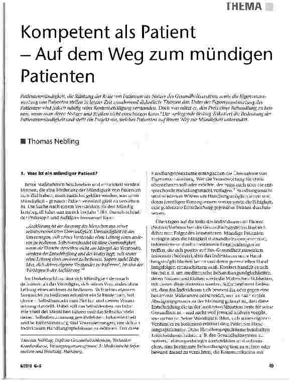 Vorschauseite 1: Kompetent als Patient- Auf dem Weg zum mündigenPatienten
