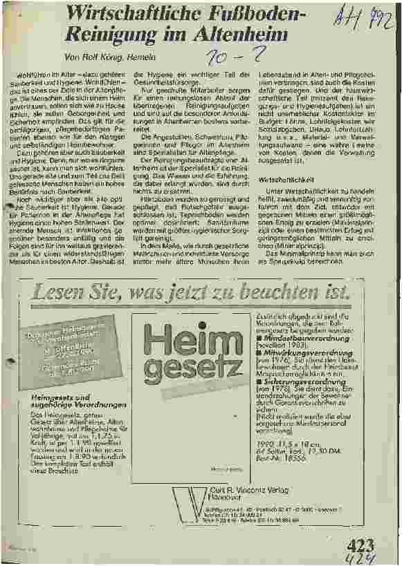 Vorschauseite 1: Wirtschaftliche Fußbodenreinigung im Altenheim