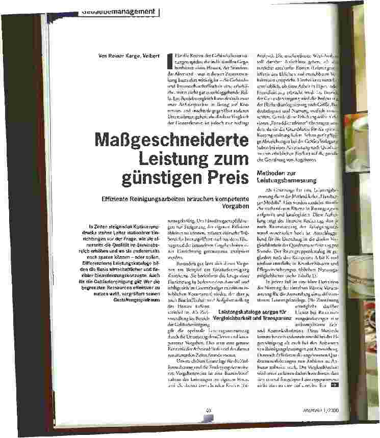 Vorschauseite 1: Maßgeschneiderte Leistung zum günstigen Preis Effiziente Reinigungsarbeiten brauchen kompetente Vorgaben